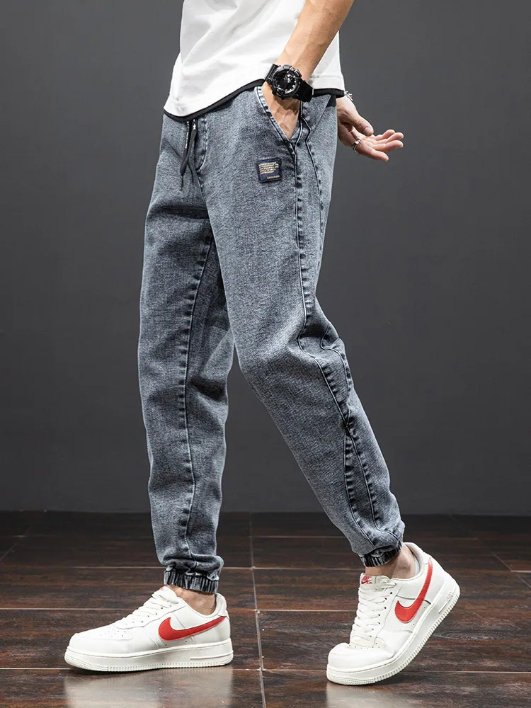 Calça Jeans Masculina Baggy Jogger Street até grandes Tamanhos com Elástico  na Cintura Azul, Preta ou Cinza