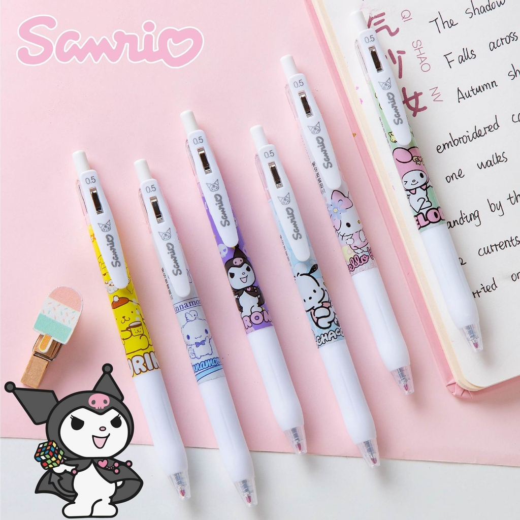 6 Pçs/conjunto Kawaii Sanrio Cinnamoroll 0.5mm Conjunto de Canetas