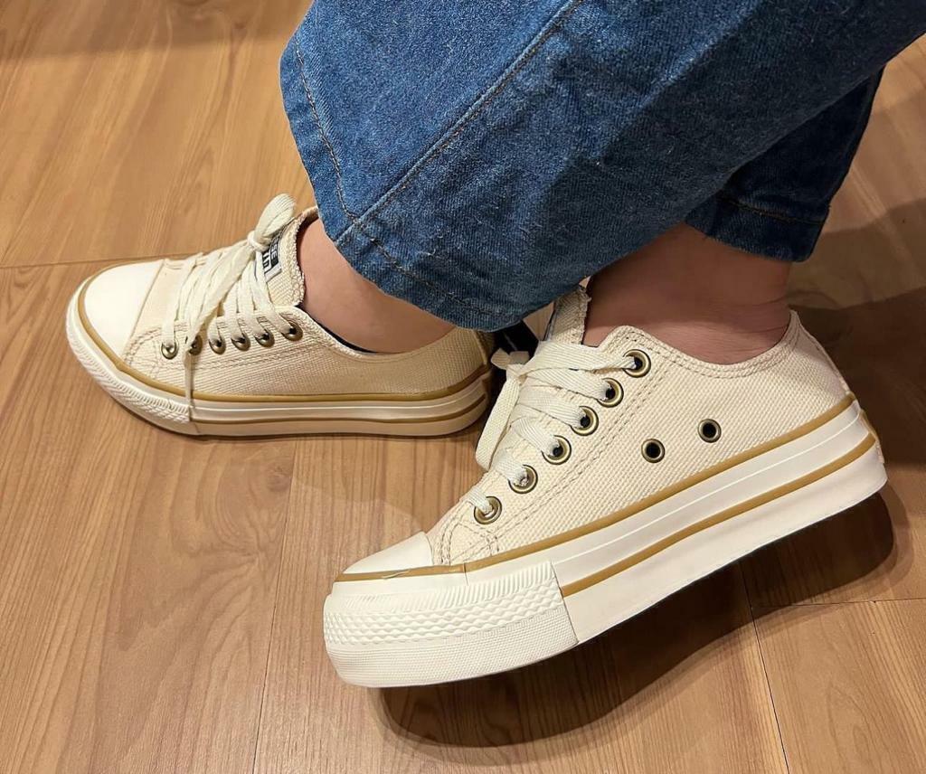 All Star Plataforma Branco com Zíper - Moda Brás