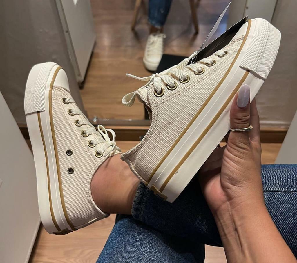 All Star Plataforma Branco com Zíper - Moda Brás