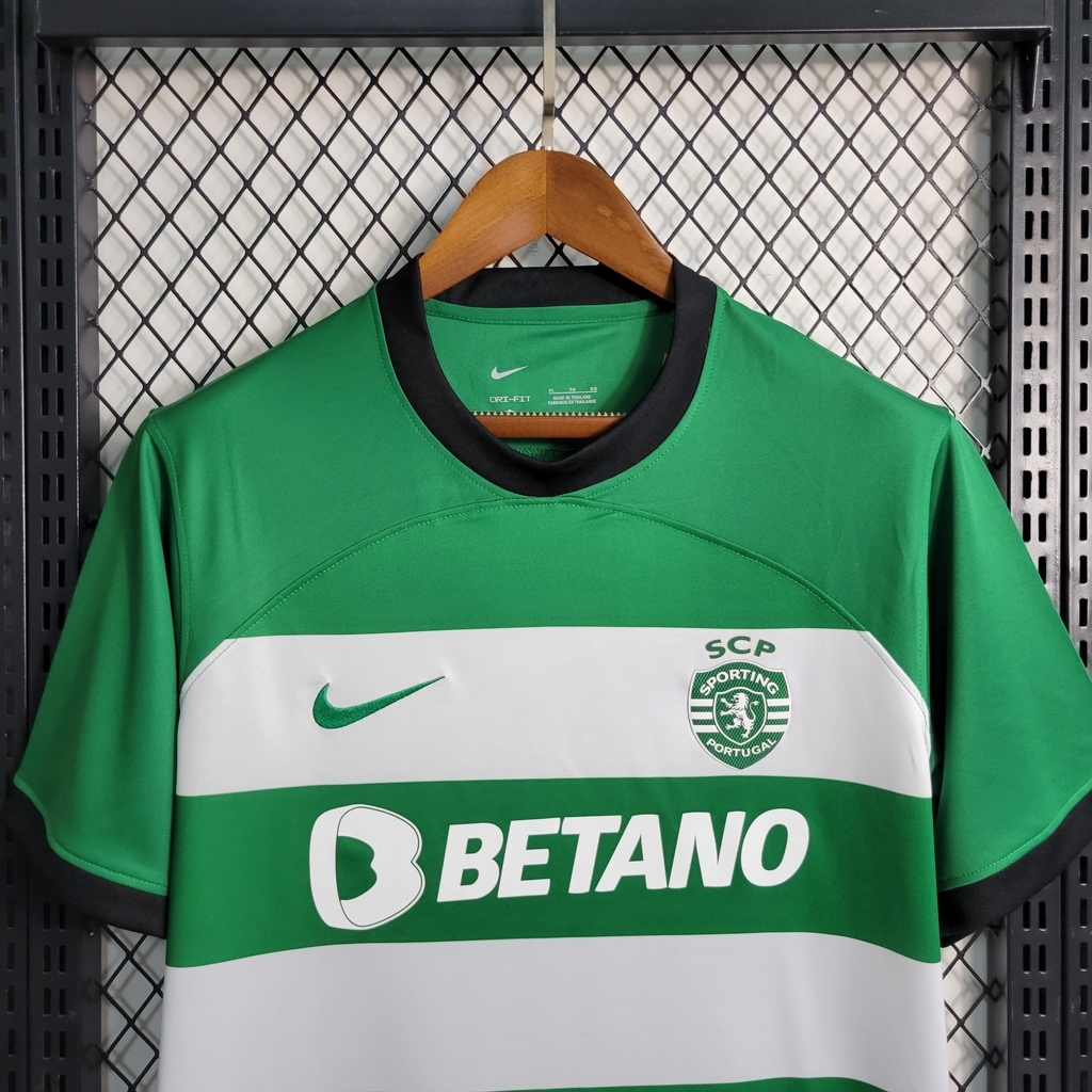 Camisa Sporting CP Home 23/24 Torcedor Nike Masculina - Branco e Verde