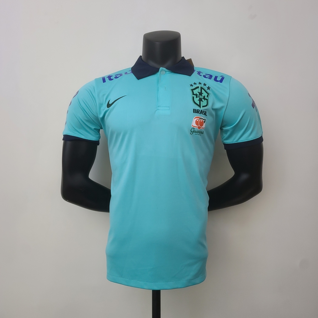 Camisa Seleção Brasil Polo Azul Claro 2022/23 Torcedor Masculina