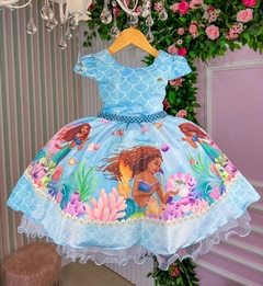 Genérico Vestido Infantil Azul Longo Princesa Cinderela Daminha Frozen  Aniversário Festa Luxo 