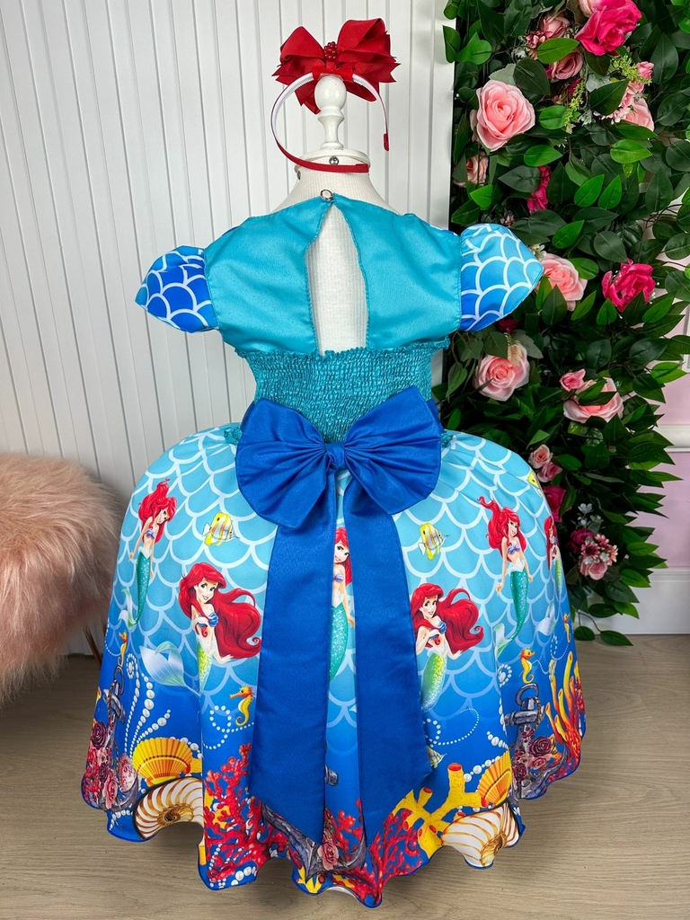 Roupa infantil de aniversário de sereia, vestido sereia tutu com