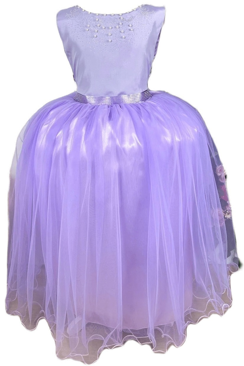 Vestido Infantil Lilás Princesa Sofia Realeza Luxo + Tiara