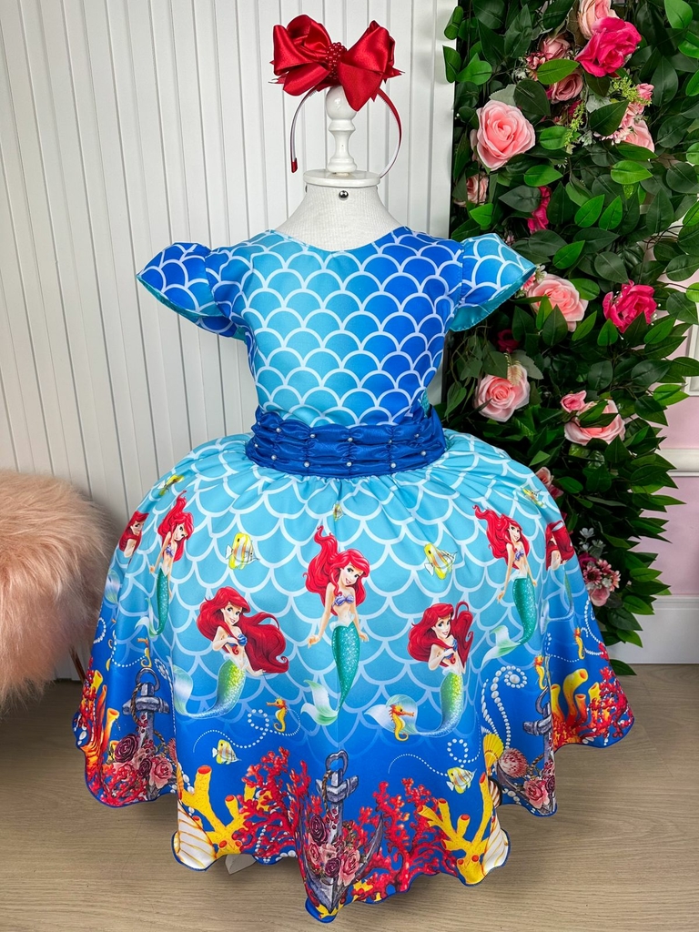 Fantasia de sereia para meninas, vestido infantil de ariel, conjunto