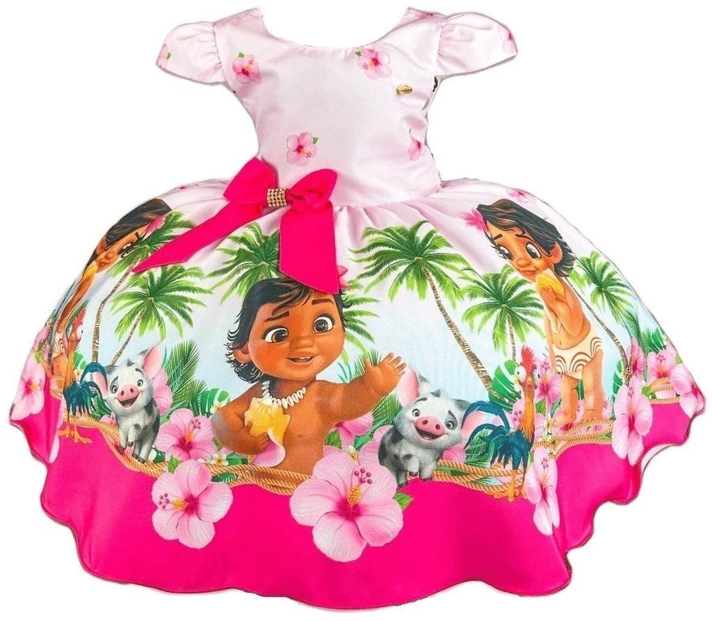 Um pedaço de verão vaiana vestido da menina do bebê infantil festa  aniversário moana princesa fofo