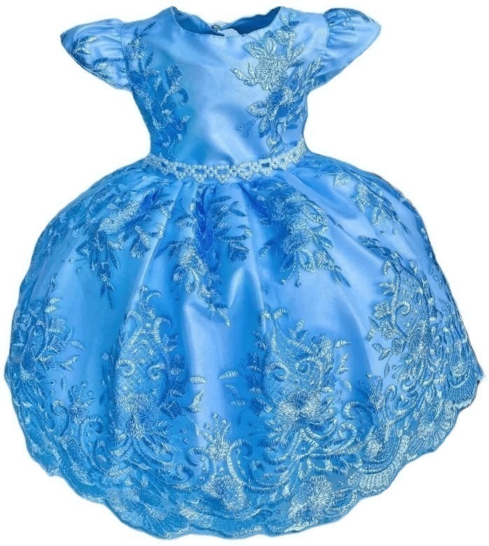 Vestido Infantil de Festa Azul Bebê Luxo Realeza Princesa Menina Cinderela  Frozen Elsa