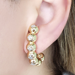 Mix de Brinco Ear Hook e Piercing Bolinhas Estrelas ZircôniasBanho Ouro na internet
