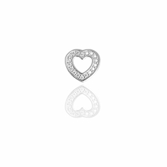 Pingente Coração Cravejado para Colar/Pulseira Banho Ródio