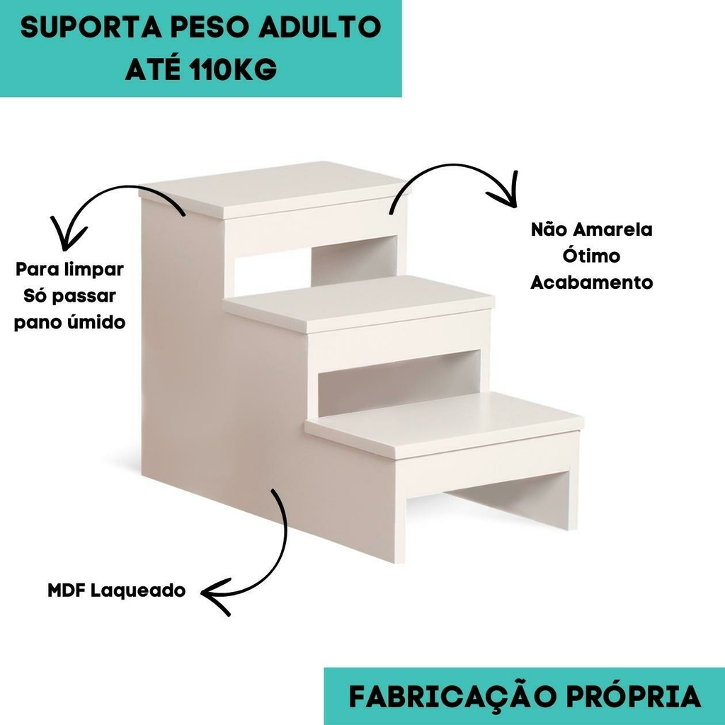 Escada Janela 3 Degraus Zwinz - Emergência Ferro Forjado Branco 87cm