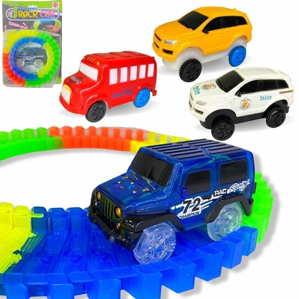 Mini Pista Track Pra Montar 26 Pcs Com 1 Carrinho Colorido