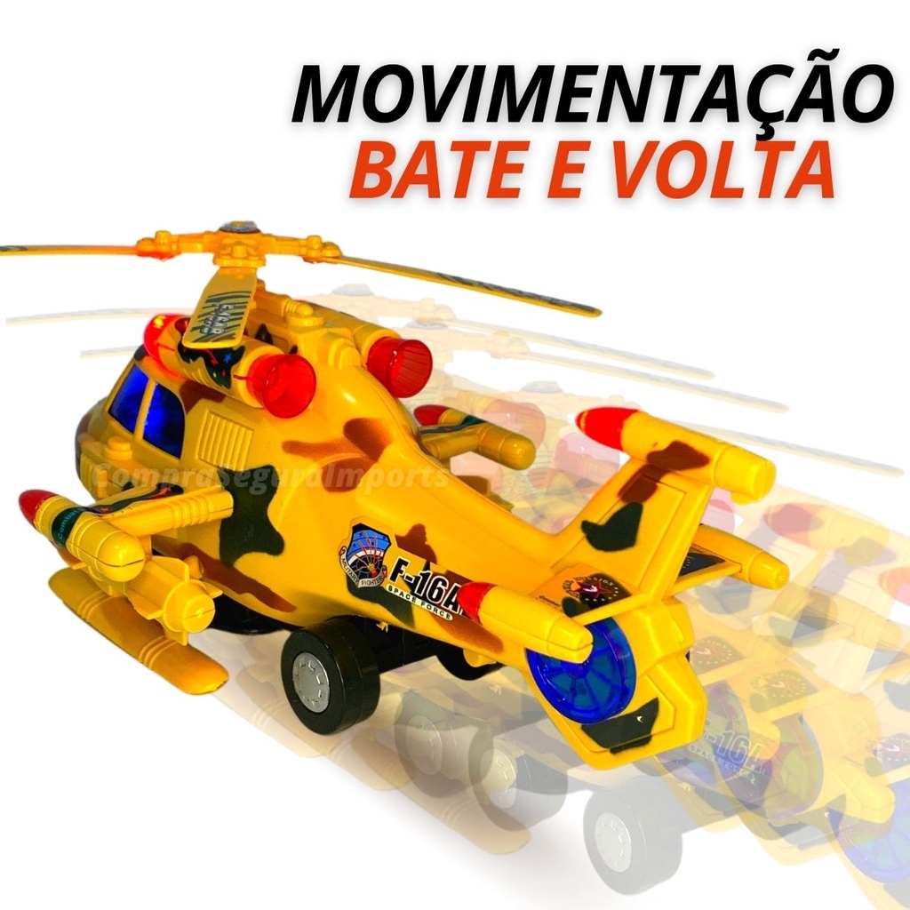 Kit Brinquedo Infantil com Avião e Helicóptero Eletrônicos Bate e