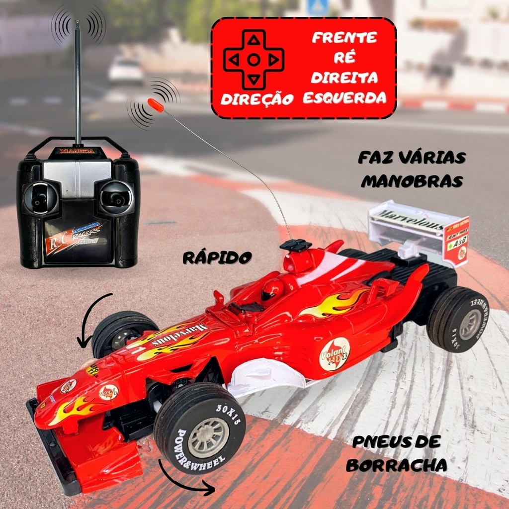 Carrinho de Controle Remoto F1 Ferrari Infantil Criança + 3 Anos