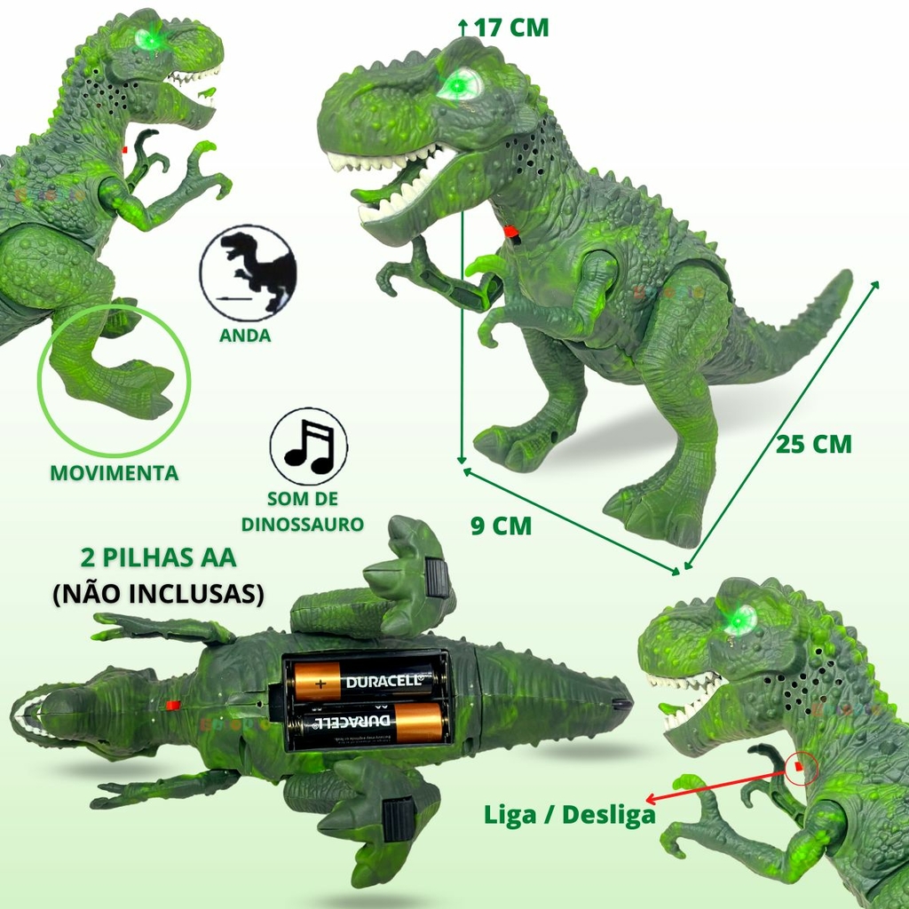 Dinossauro Rex de Brinquedo Anda Som e Luz Tiranossauro