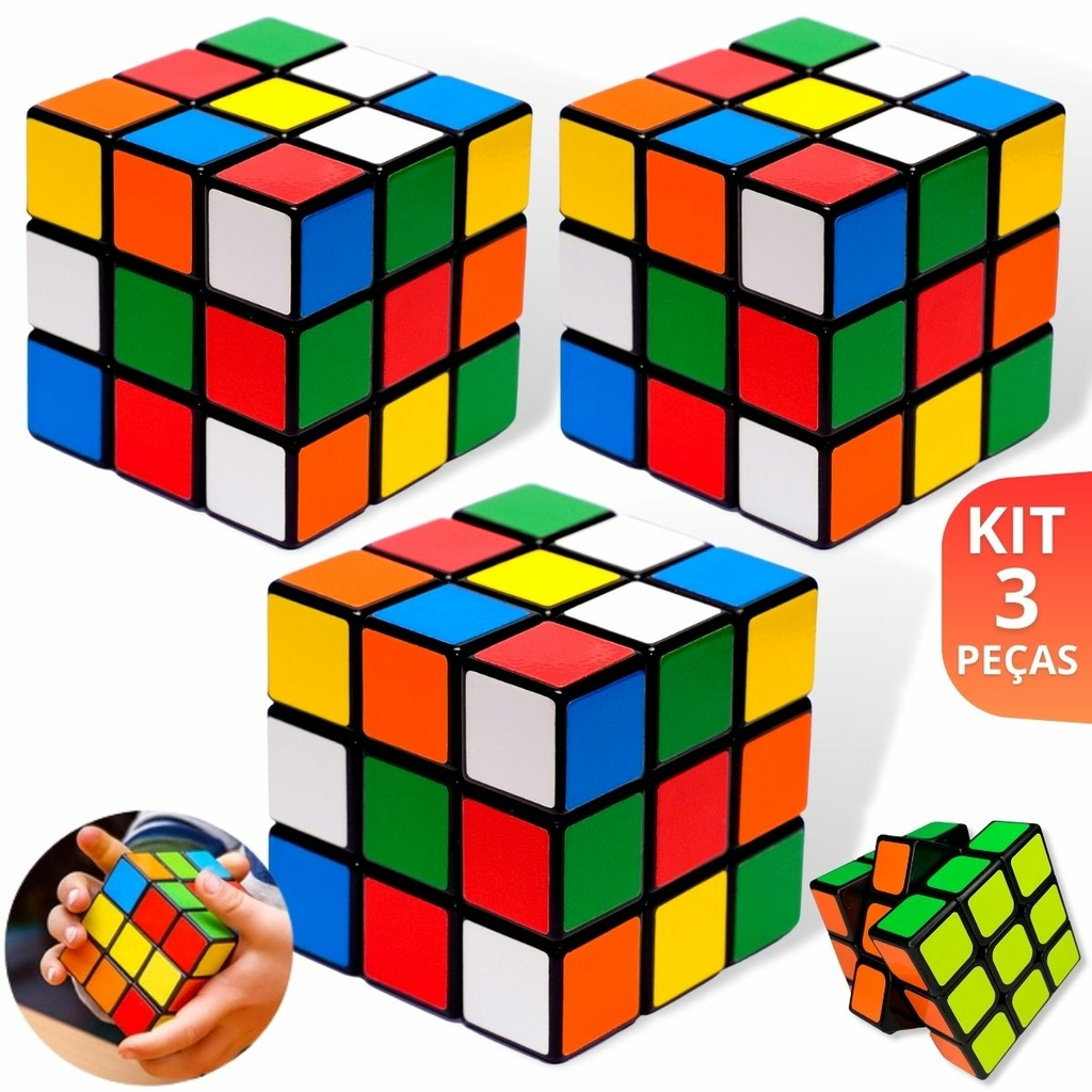 Kit 3 Cubo Mágico Clássico Original Colorido Prenda Atacado