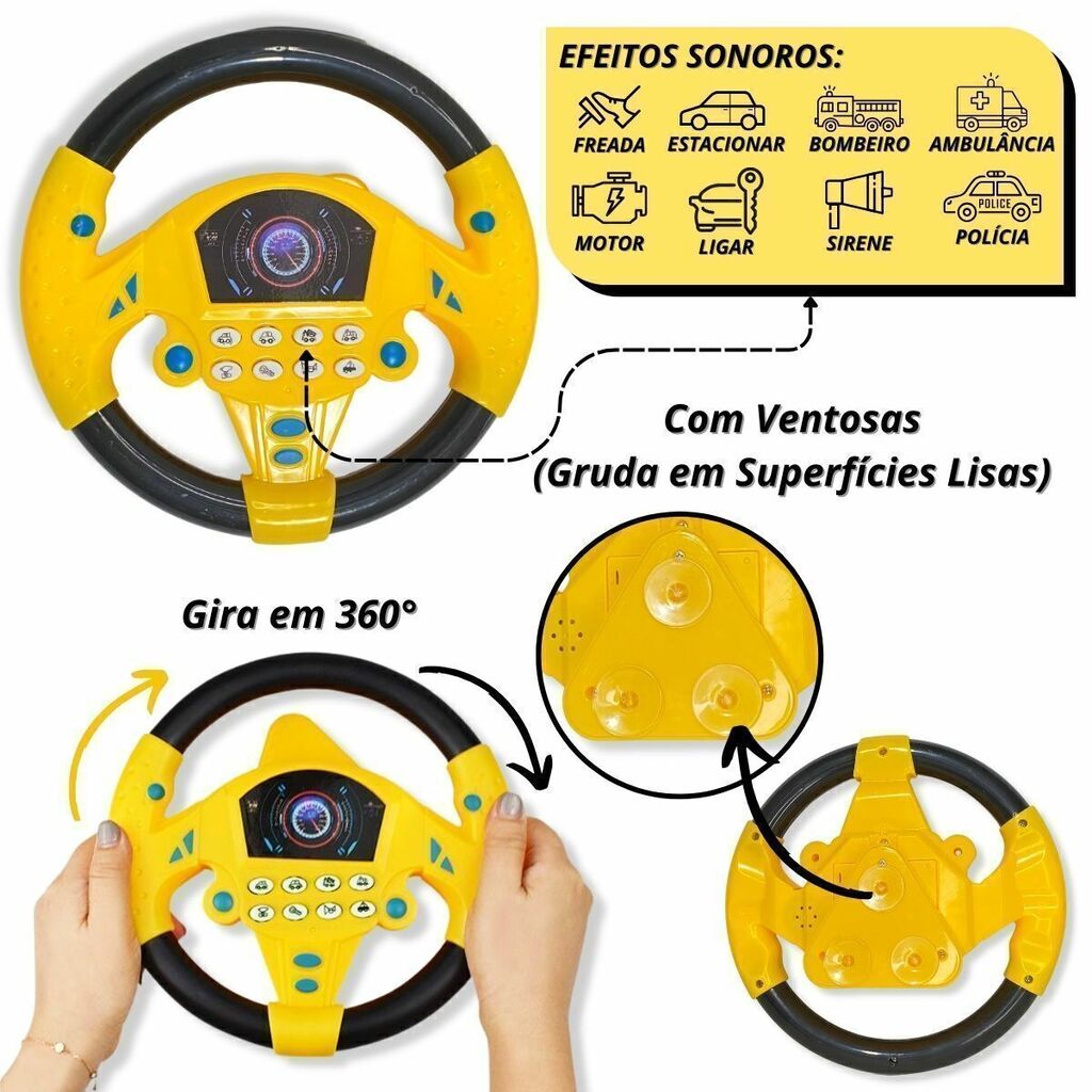 Brinquedo Volante Musical C/Som Infantil Gira 360° Educativo