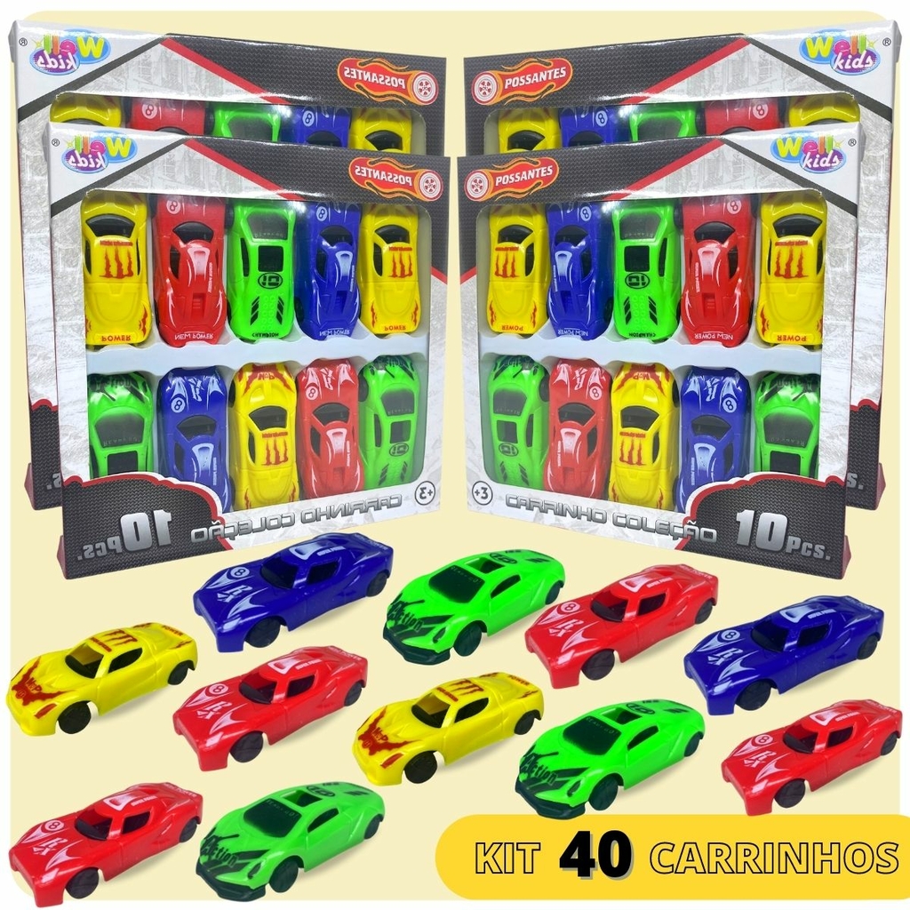 Kit Lançador De Carro Com 4 Carrinhos De Corrida Coloridos