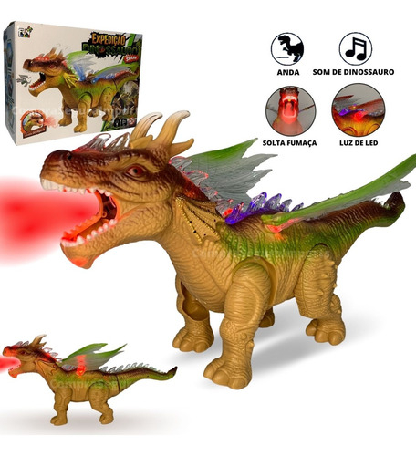 Dinossauro de Brinquedo Elétrico Bate E Volta Com Som E Luz De LED - Chic  Outlet - Economize com estilo!