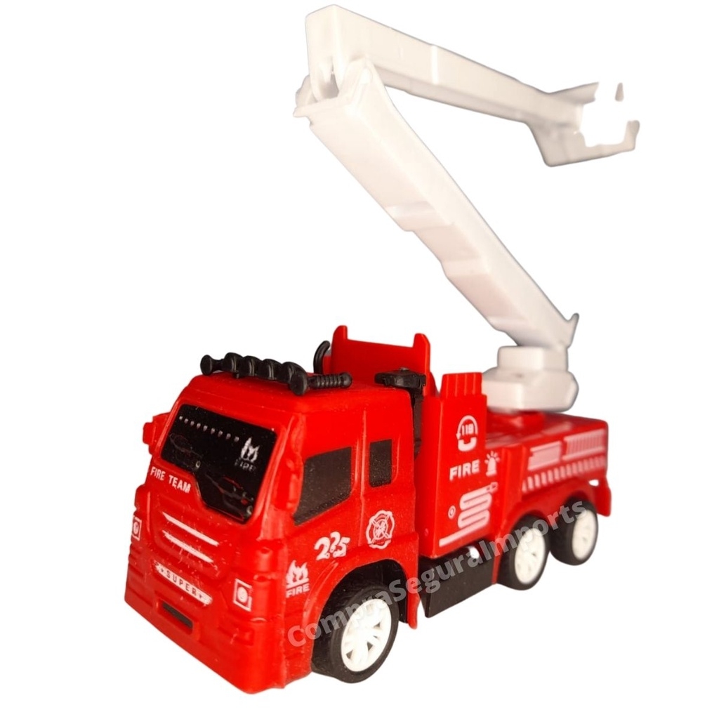 Brinquedo Caminhão Miniatura Bombeiros Resgate Vermelho A Fricção