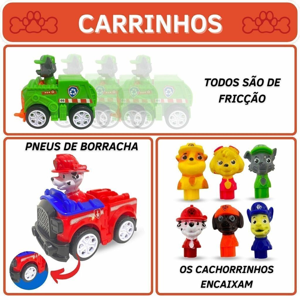 Caixa 3 Carrinhos Patrulha Canina – Fricção – Maior Loja de