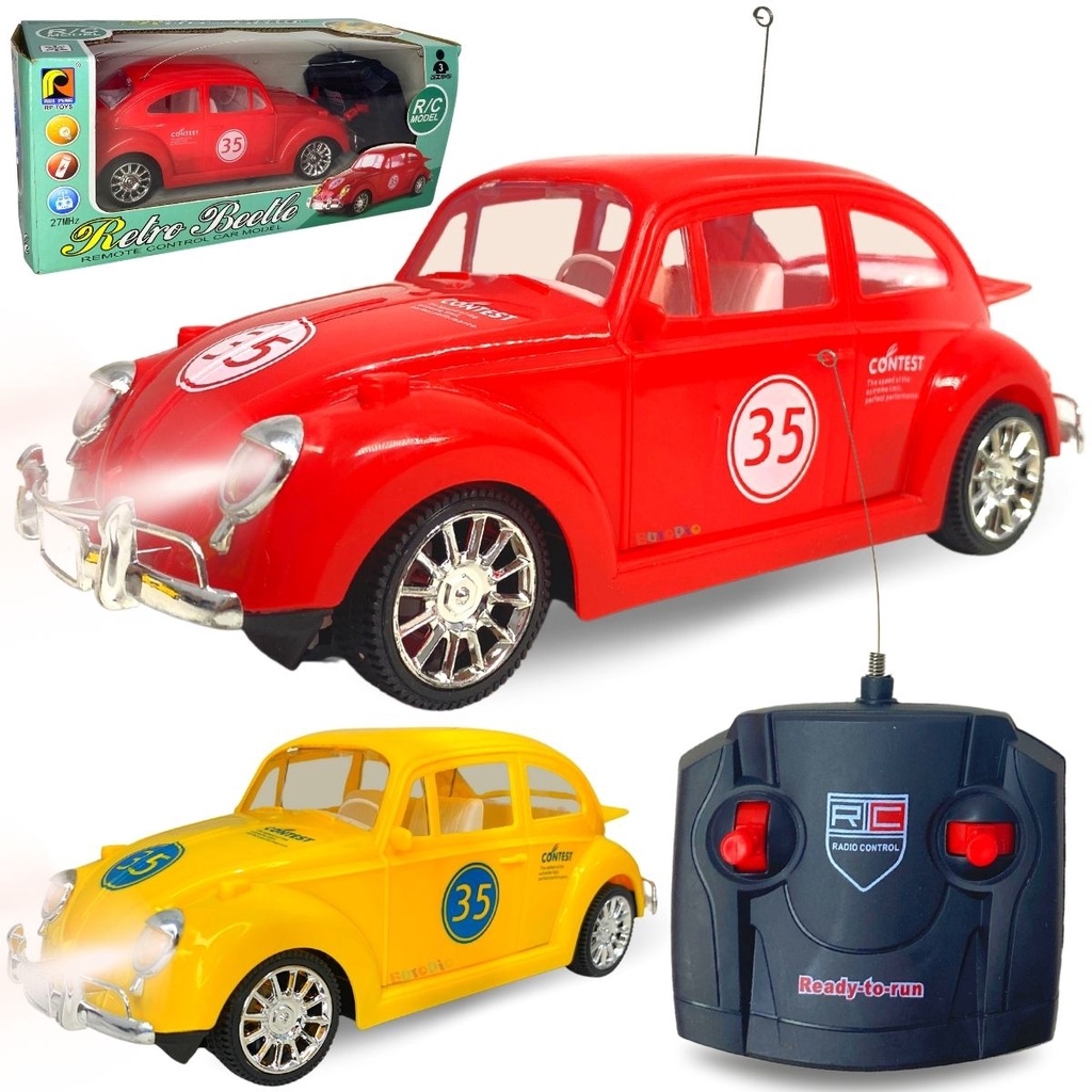 Carrinho Brinquedo Fusquinha De Controle Remoto Infantil Acende