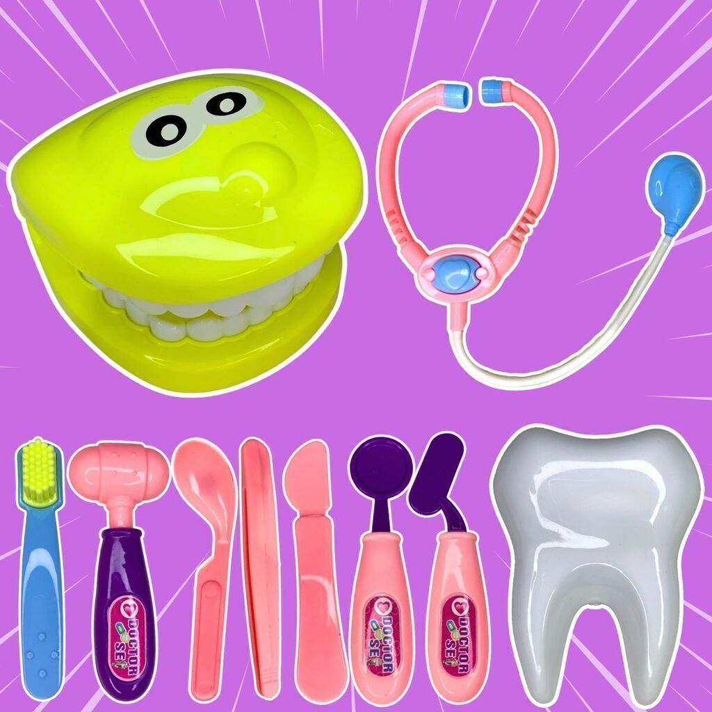 Brinquedo Kit Dentista Infantil Médico Doutor Didático - Azul