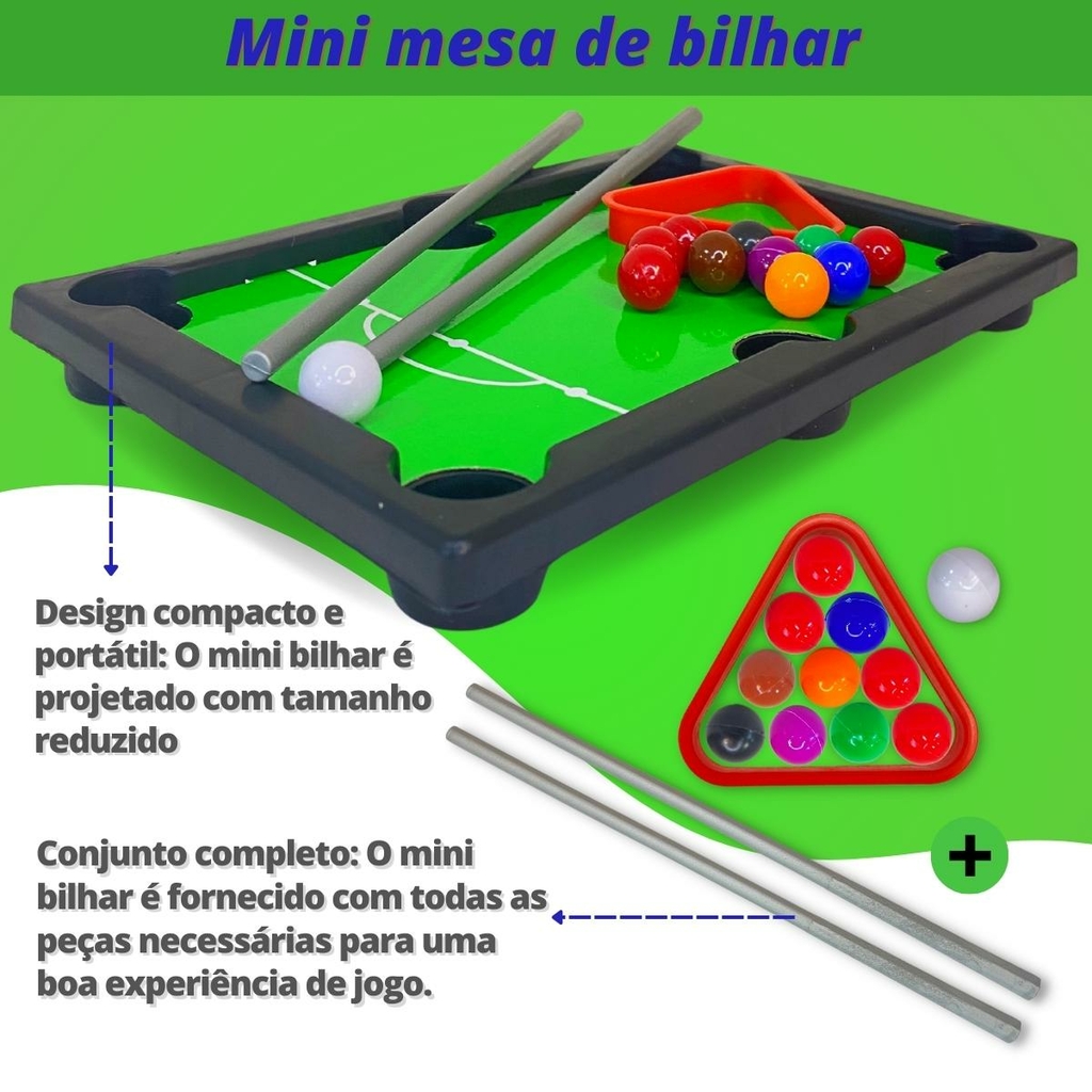Kit 3 Brinquedo Jogo Mini Mesa De Bilhar Sinuca Infantil em