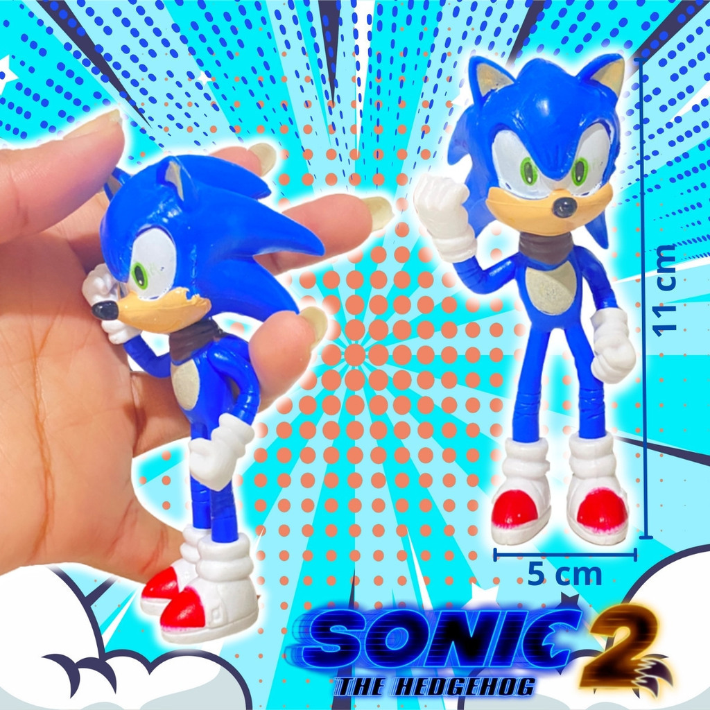 Boneco Bloco Montar Turma do Sonic Kit 7 Personagens