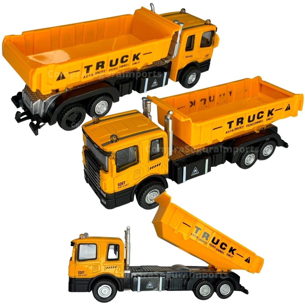 Caminhão carreta bau laranja de brinquedo 