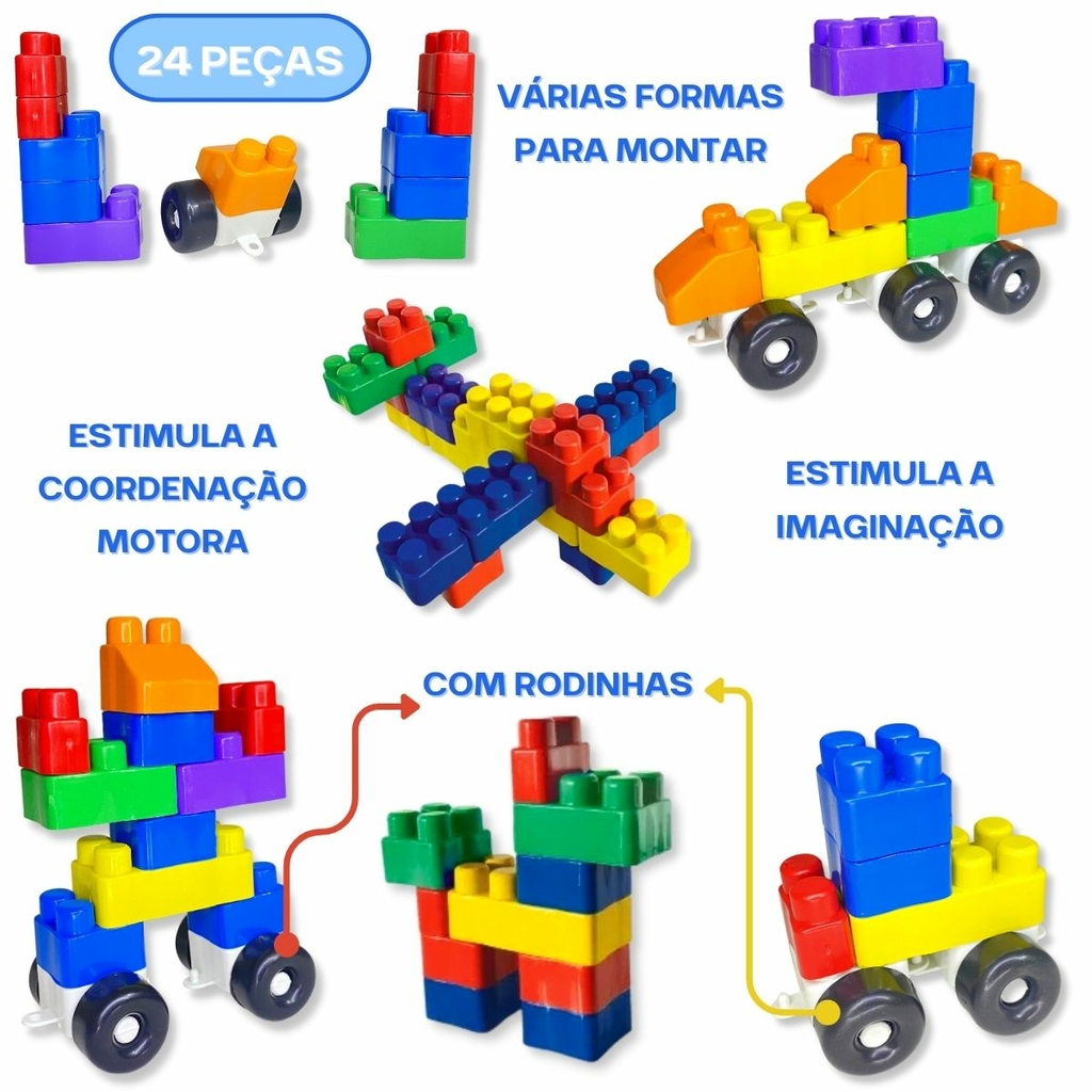 Blocos de montar para estimular a coordenação motora e o