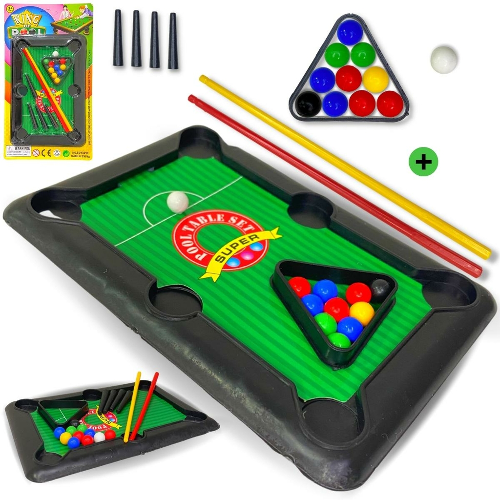 Brinquedo Mini Mesa De Bilhar Snooker Sinuca Infantil 2 Taco