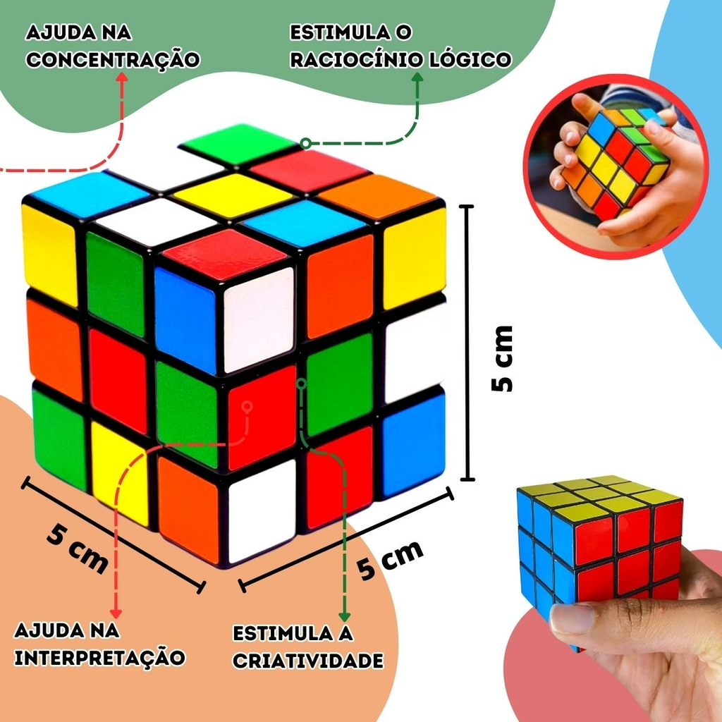 Kit 12 Cubo Mágico Brinquedo Infantil Giro Rápido Colorido