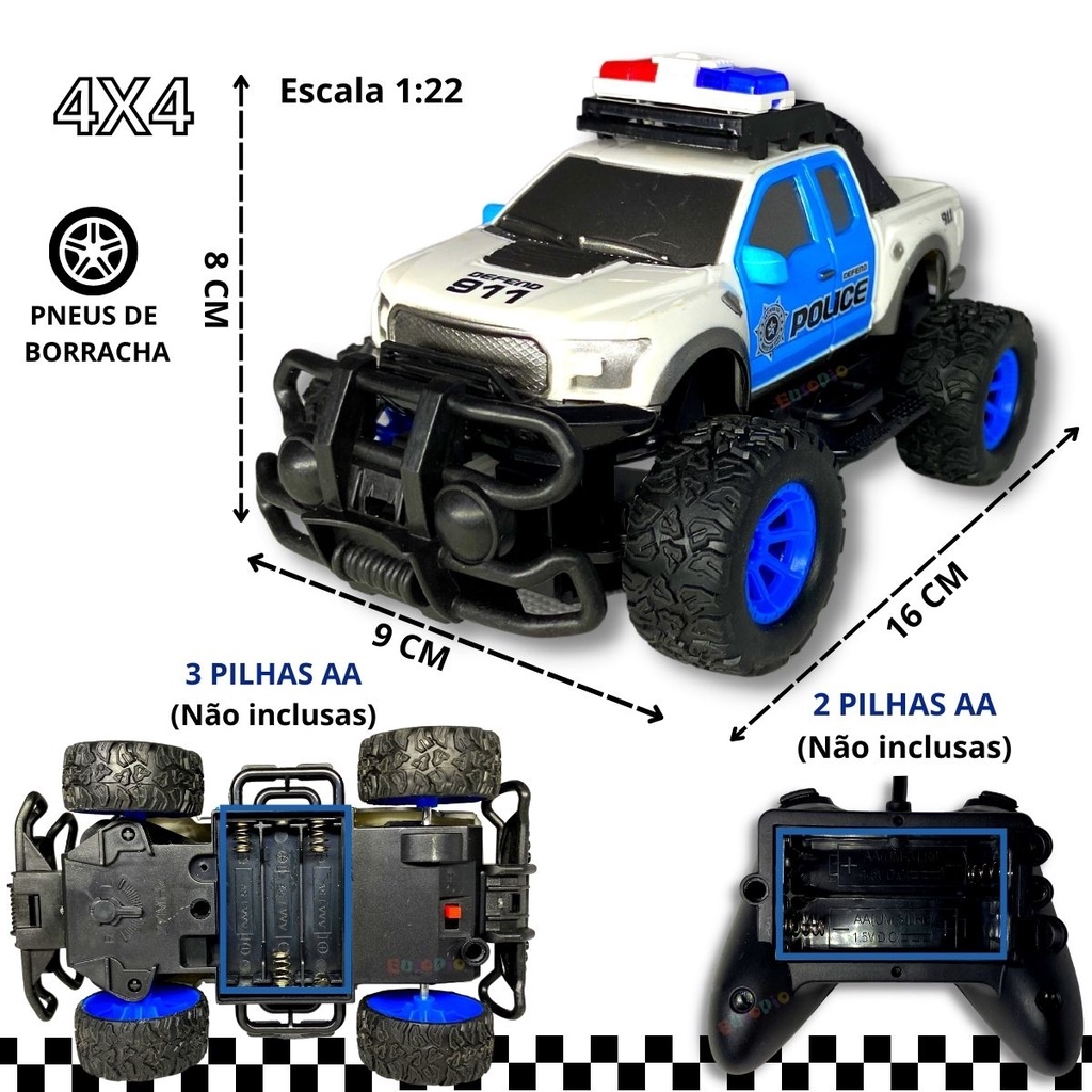 Carrinho De Controle Remoto 4x4 Monster Truck Policia - Azul - Alfabay -  Cubo Mágico - Quebra Cabeças - A loja de Profissionais e Colecionadores!