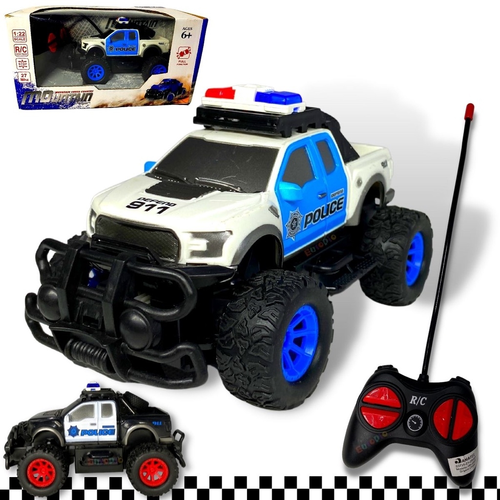Carrinho De Controle Remoto Polícia 4x4 Monster Brinquedo