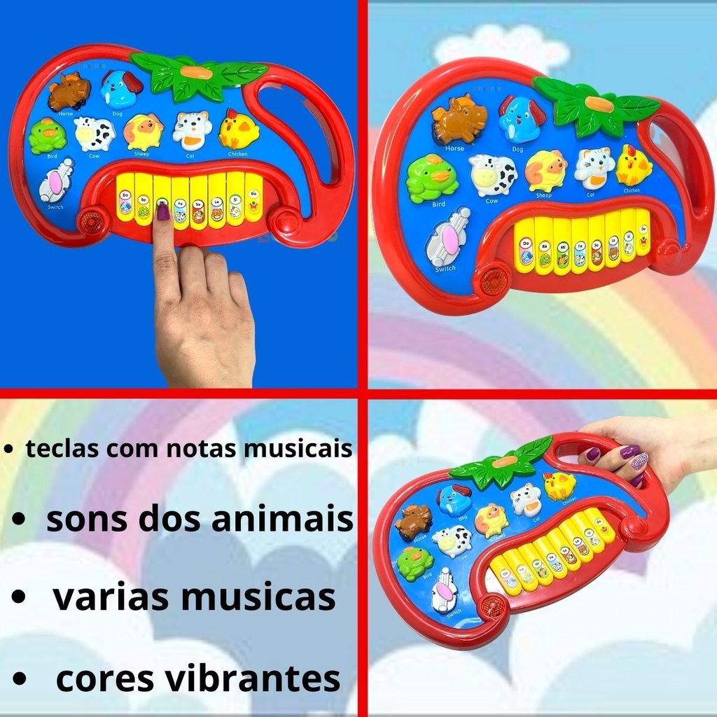 Brinquedo Piano Teclado Infantil Bichos Musical Moranguinho