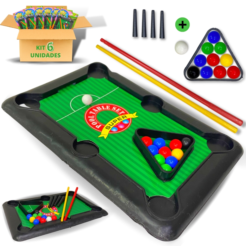 Kit 6 Brinquedo Mini Mesa de Sinuca Bilhar Jogo Infantil