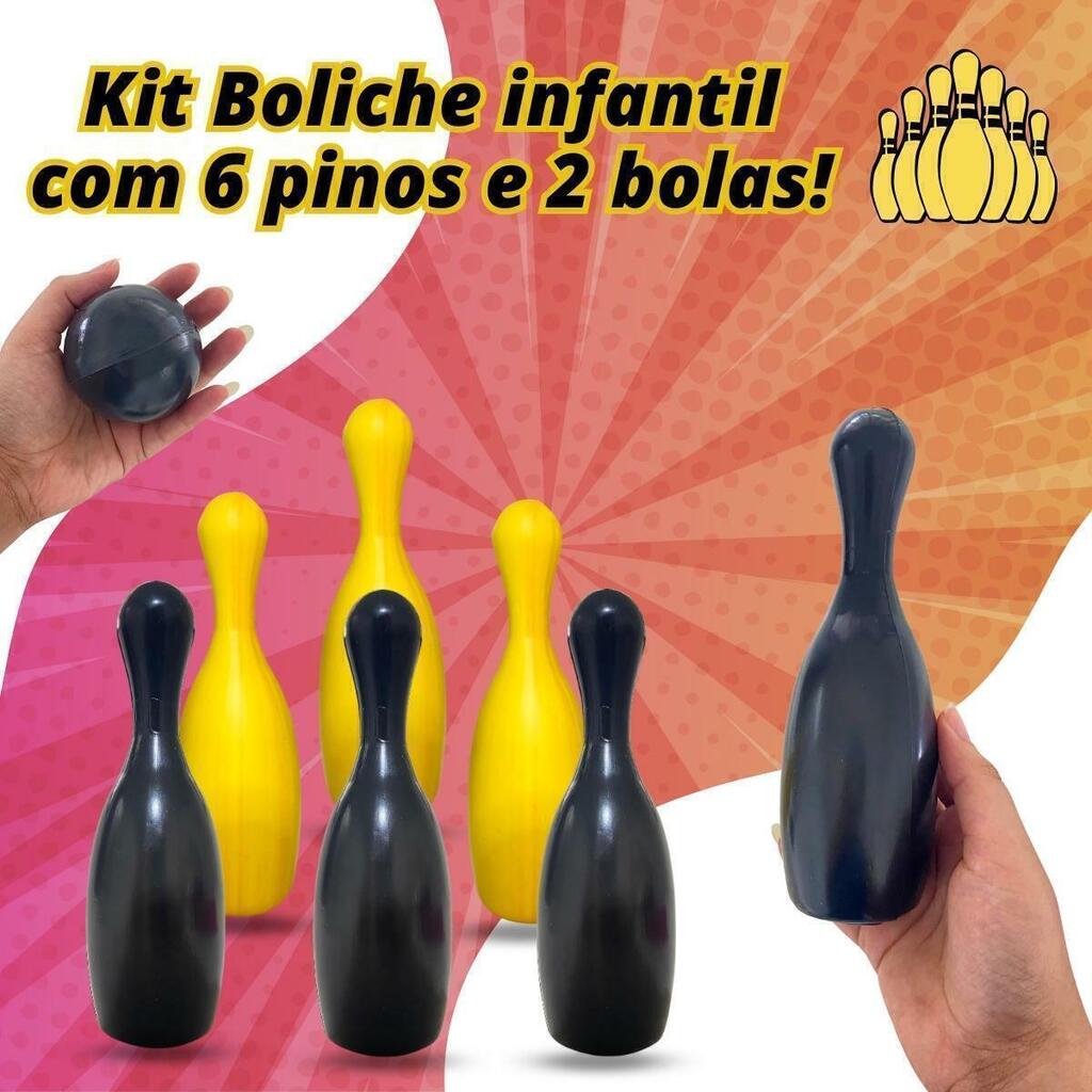 Brinquedo Jogo de Boliche Infantil 6 Pinos e 2 Bolas