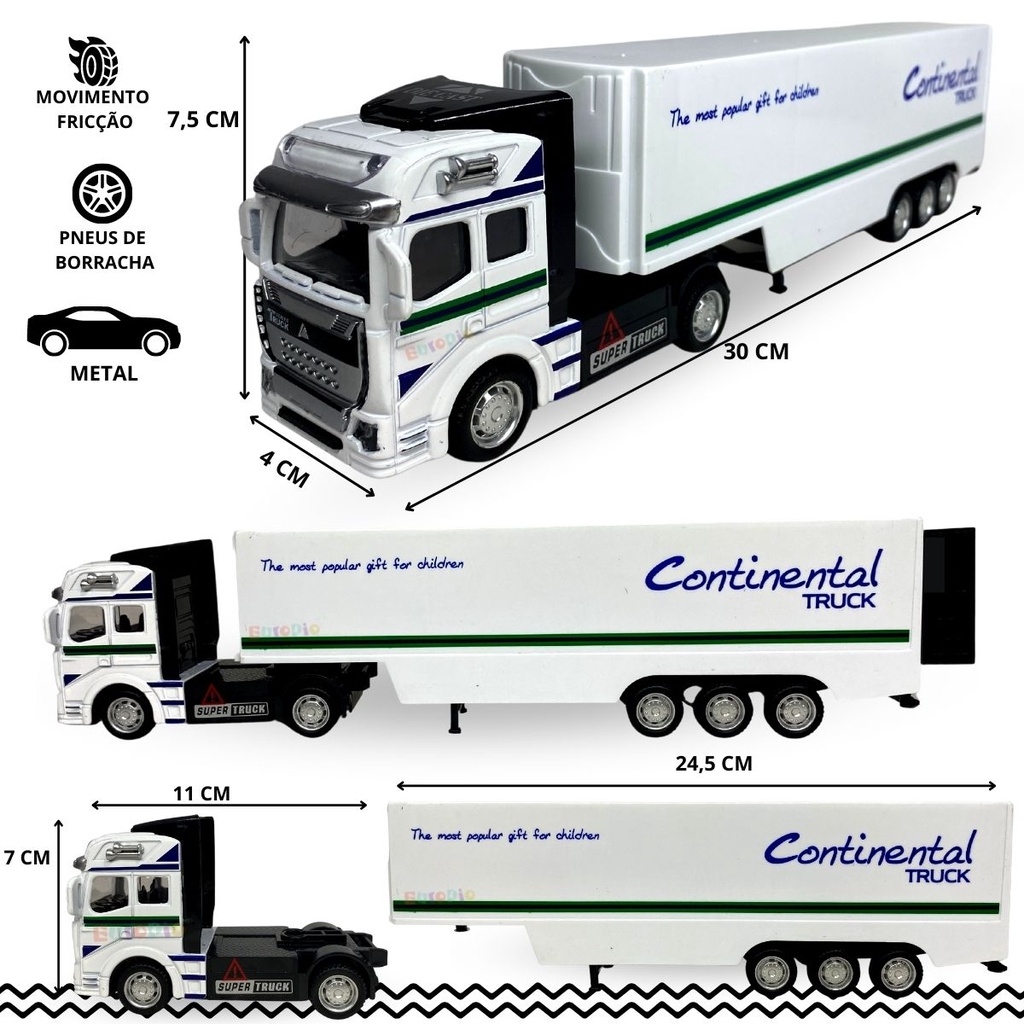 Caminhão Carreta de Brinquedo Miniatura Metal 30cm Coleção