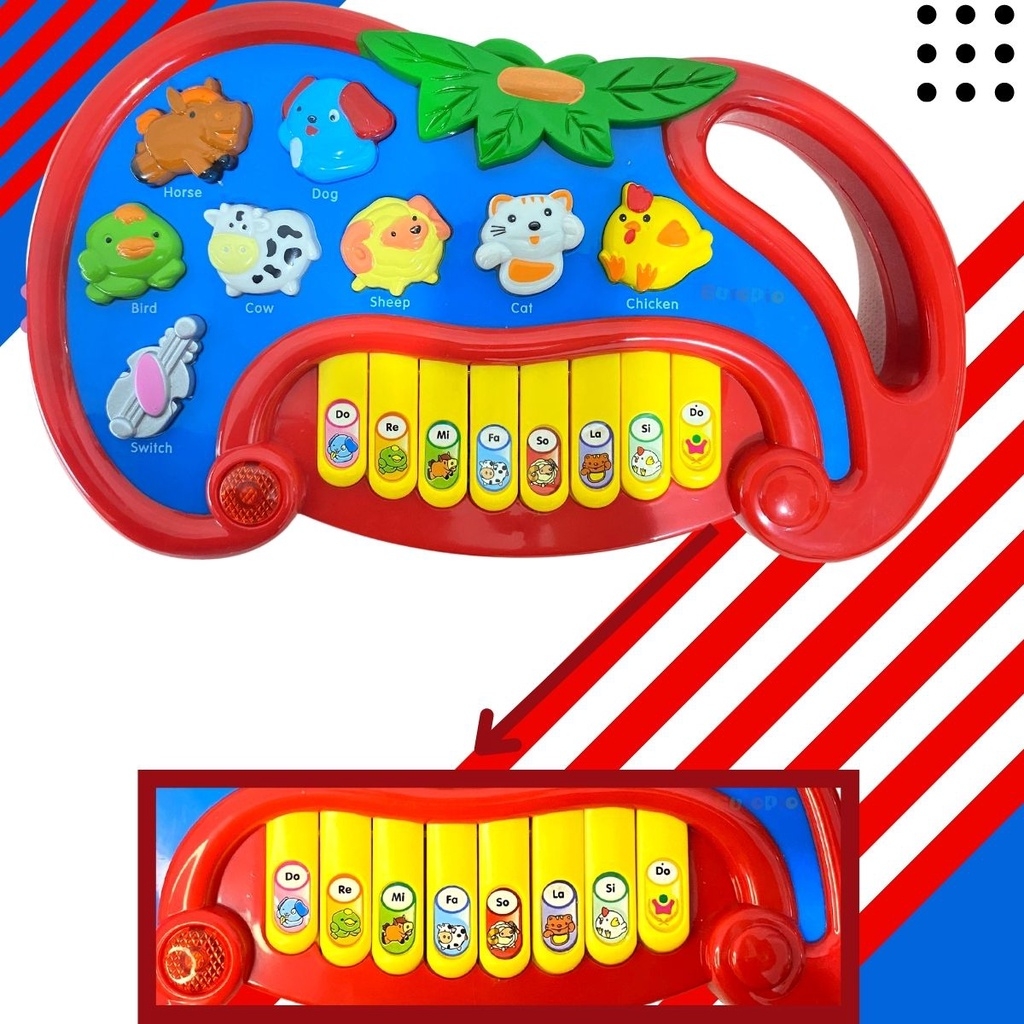 Piano teclado infantil bebe bichos musical moranguinho king toys