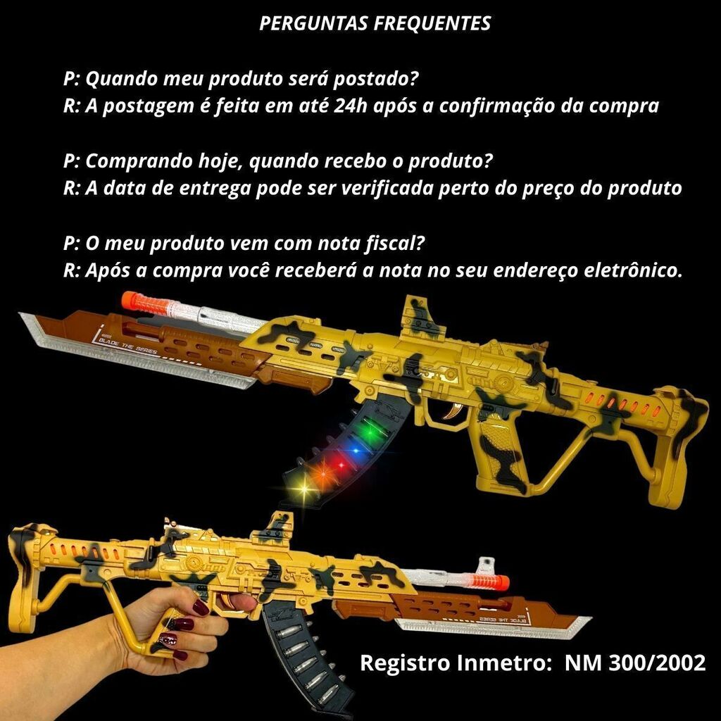 Metralhadora Arma De Brinquedo Mira à Laser Com Som E Luz