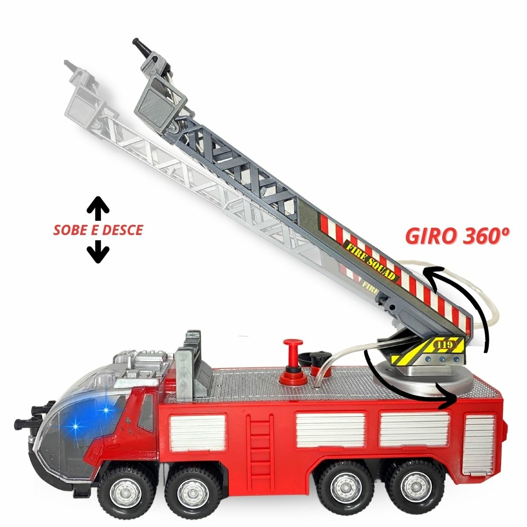 Kit Com 4 Veículos Bombeiros Em Ação - Conjunto Bombeiro Com Onibus E  Caminhões - Caminhão Fire Recue - Brinquedo Carrinho Infantil