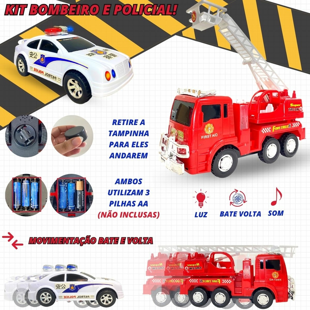 Caminhão Bombeiros Resgate A Pilha Som Sirene E Luzes