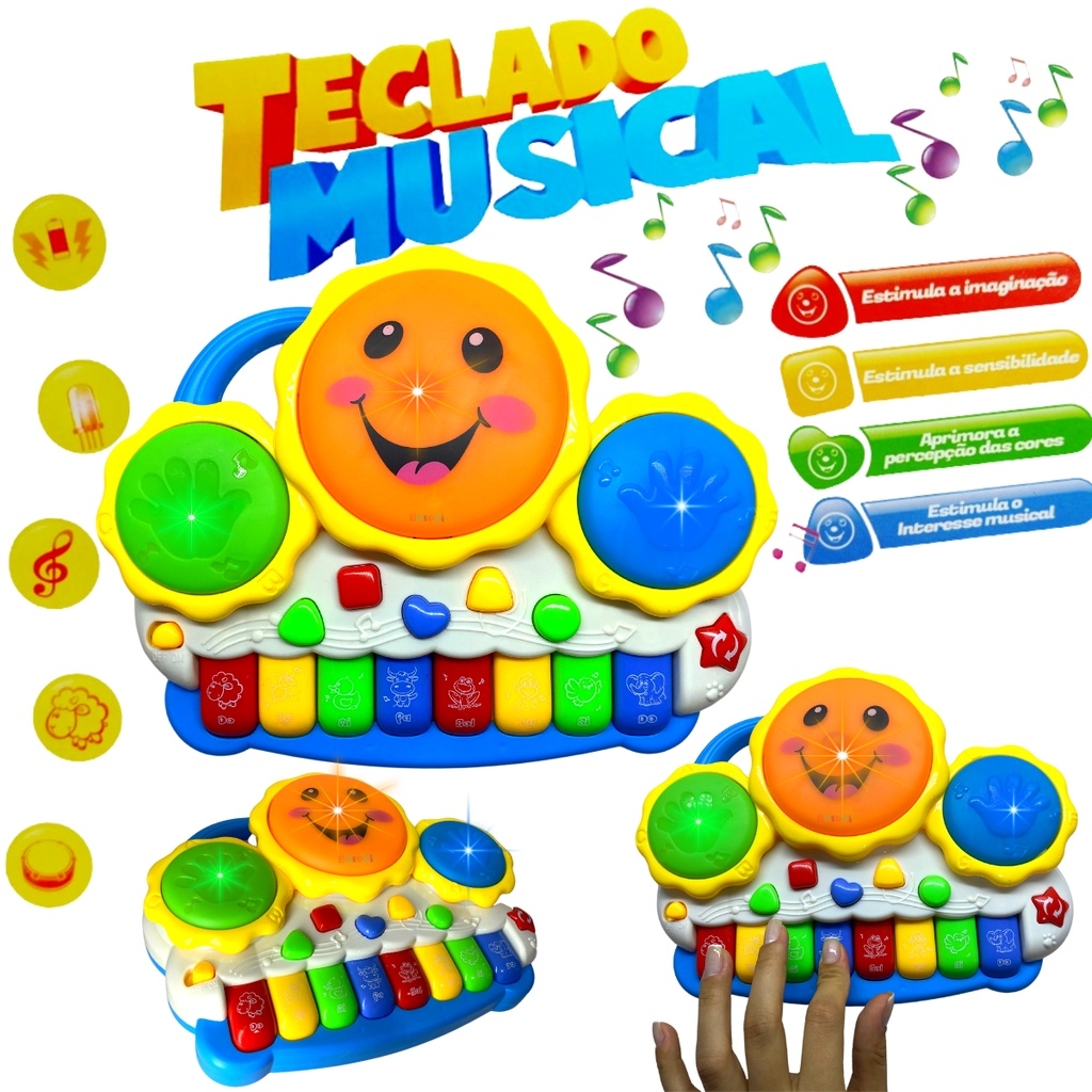 Brinquedo Piano Eletrônico, Teclado de Piano Infantil Atraente Estimulante  da Imaginação Desenho Animado Multifuncional Com Partitura Musical Educação  Infantil de 0 a 3 Anos : : Instrumentos Musicais
