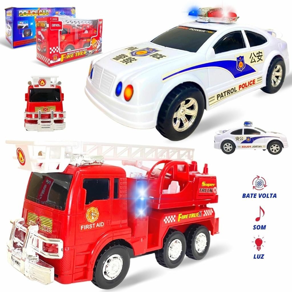 Caminhão de Brinquedo Bombeiros Controle Remoto com 6 Funções +