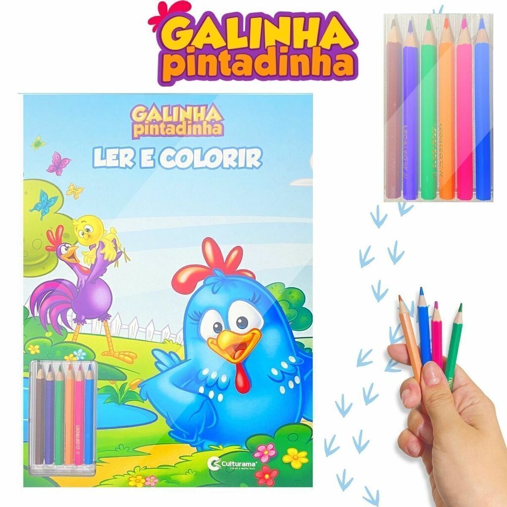 LIVRO INFANTIL COLORIR GALINHA PINTADINHA ARTE E COR - Ri Happy