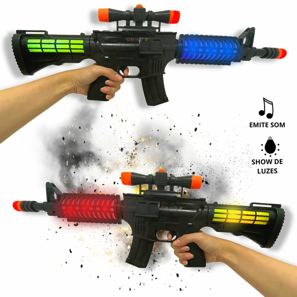 Pistola Militar Com Mira Brinquedo Com Som E Luz