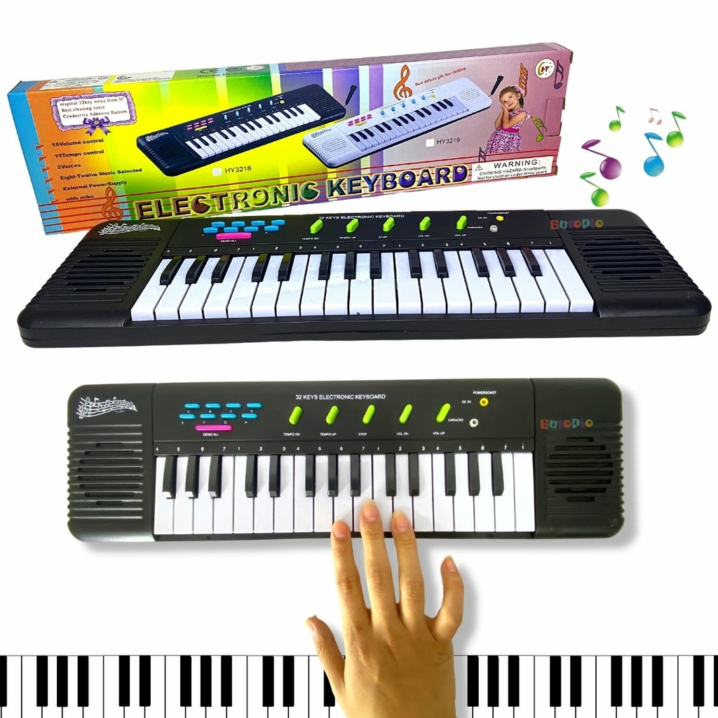 Teclado Infantil Eletrônico Musical para Criança com Microfone