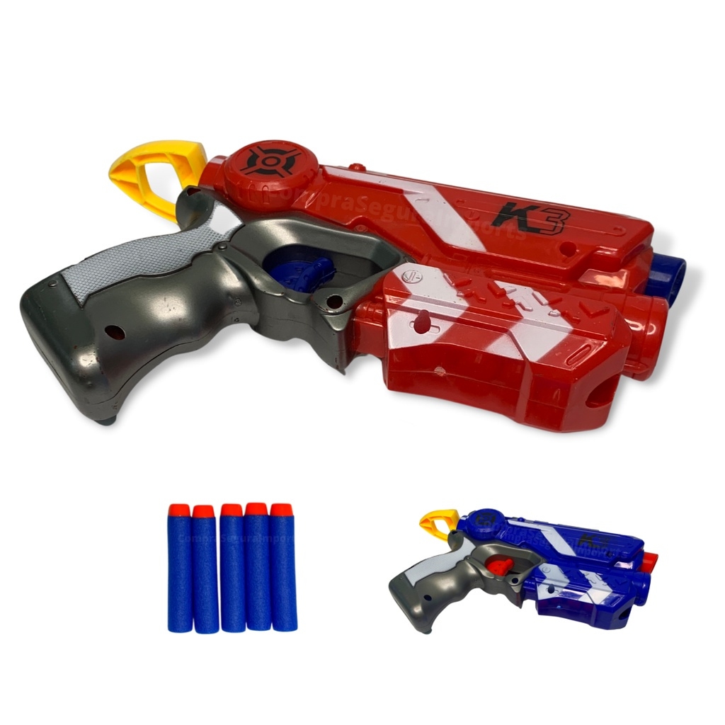 Brinquedo Infantil Pistola Lança Dardo Estilo Narf Com 6 Dardo E 2