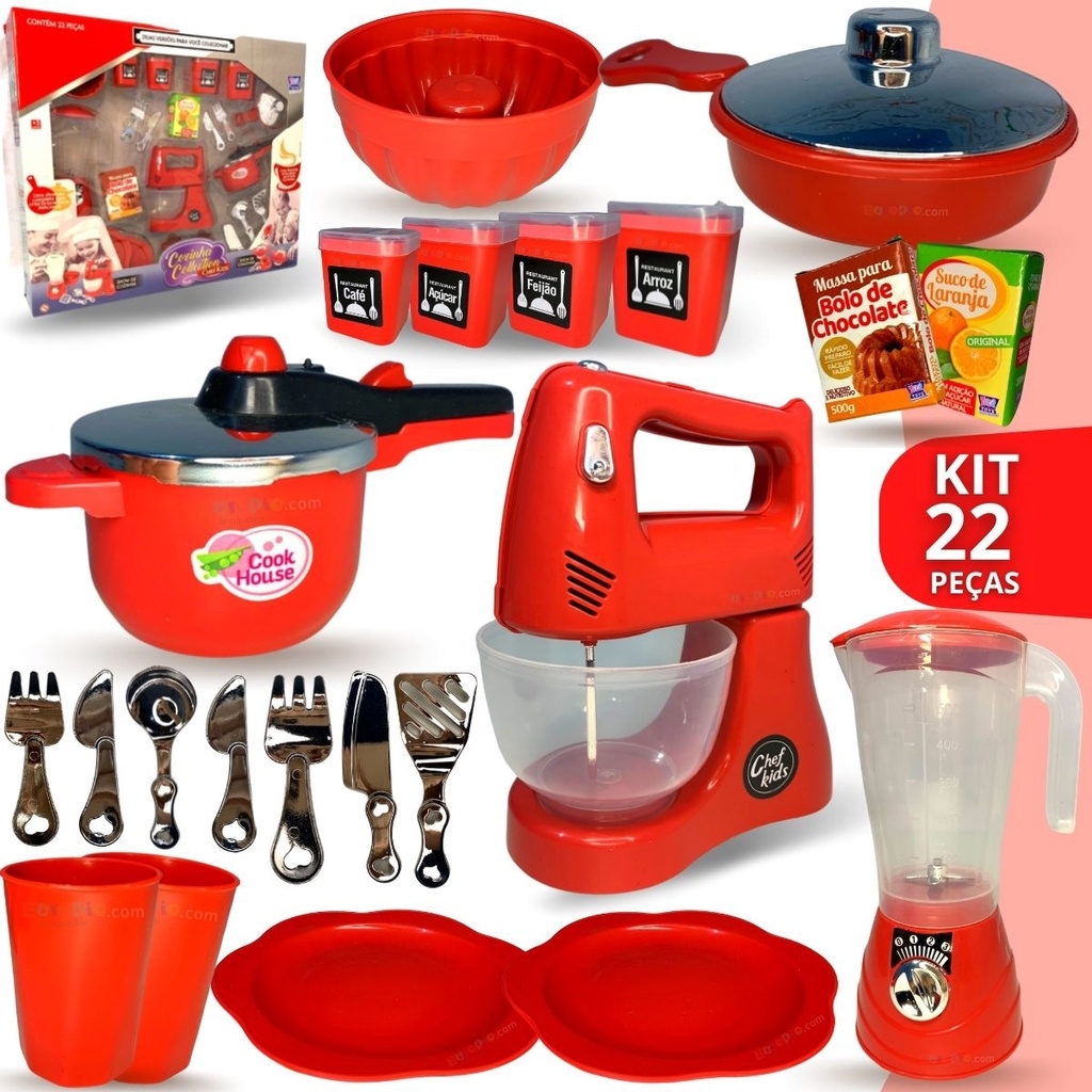 Kit Jogo De Cozinha Infantil Completo Para Comidinha Le Chef